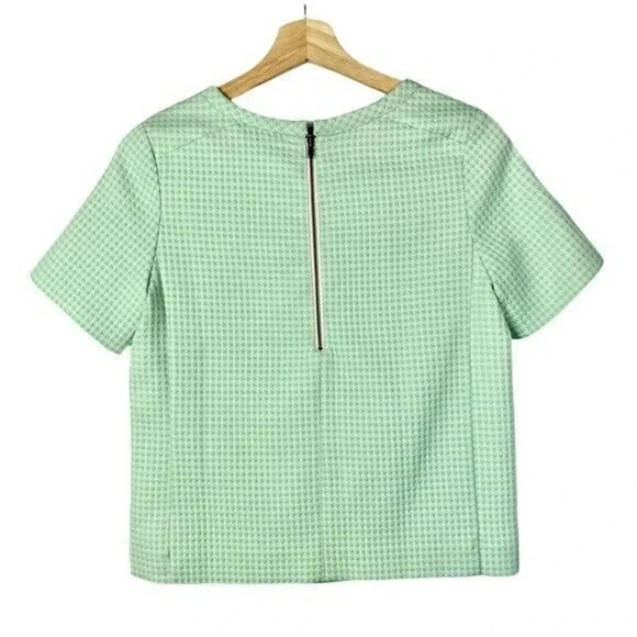 Halogen Mint Green Houndstooth Short Sleeve Blouse XS - Picture 2 of 3